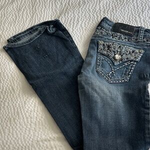 Grace in LA Women's Dark Blue Embellished Boot Cut Jeans